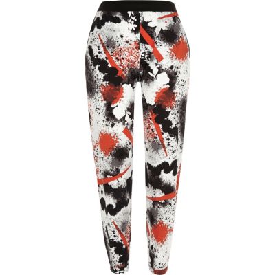 White printed jersey joggers